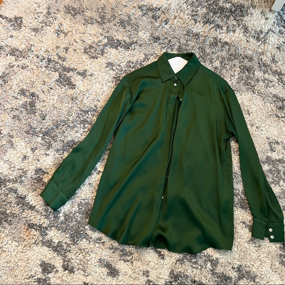 Zara - green silk button down - size small